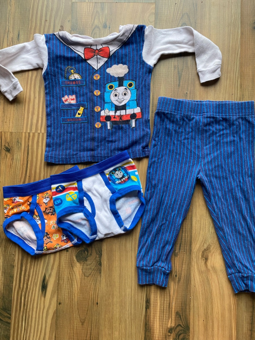 Thomas & Friends Blue Pinstripe Pajama Set with Train Briefs
